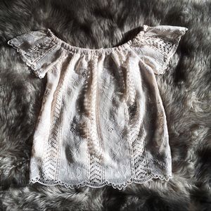 Off Shoulder Cream Lace Top